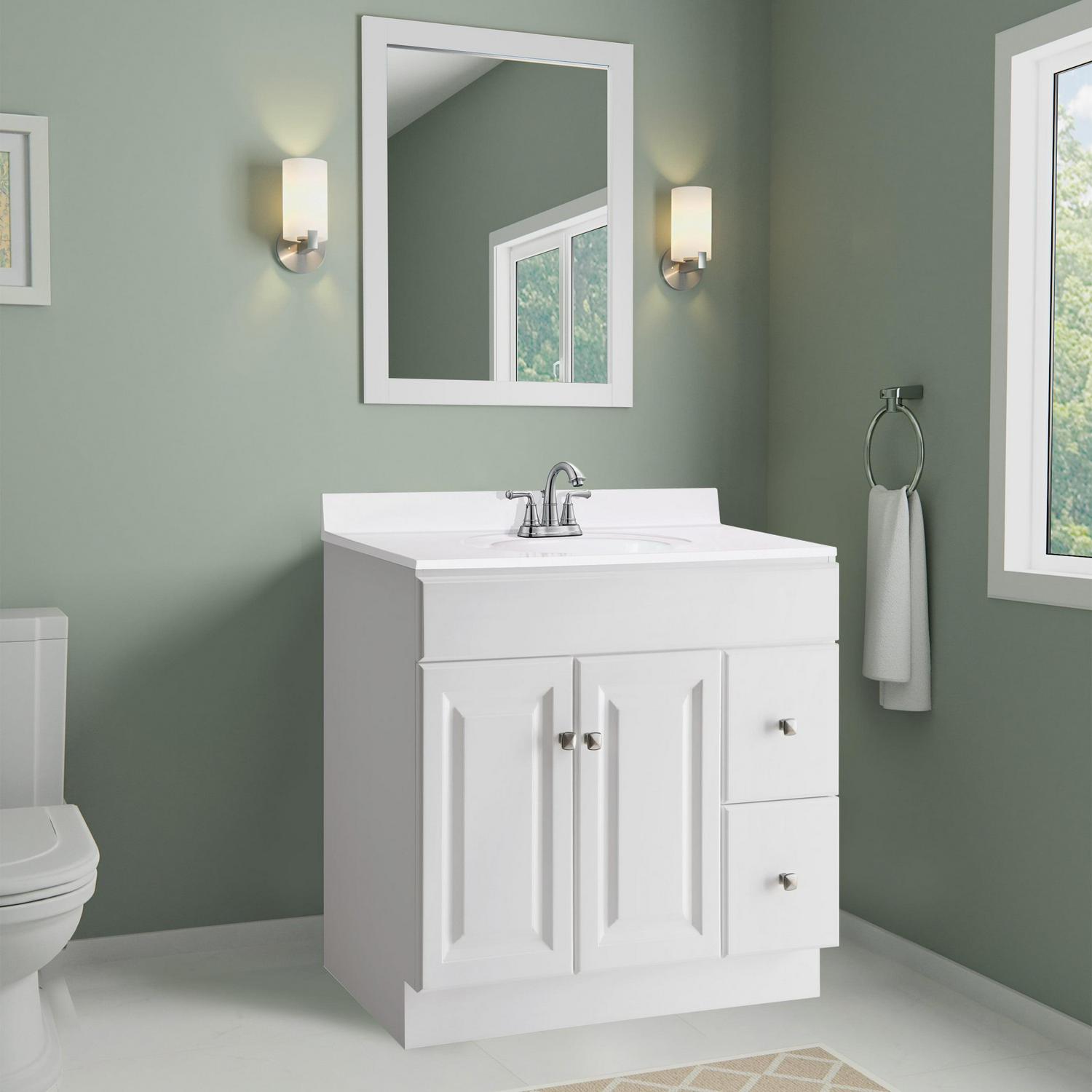 Design House Cultured Marble 19" x 17" Single Bowl Vanity Top with Centerset Mount and Backsplash, White - Image 2