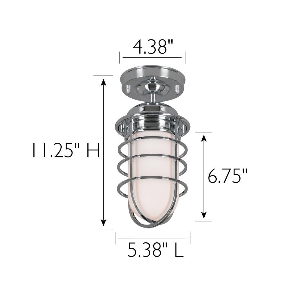 Seaton Classic Industrial 5.38 in. 1-Light Polished Chrome Semi-Flush Mount Indoor Ceiling Light - Image 5