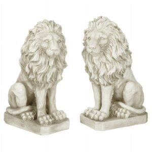 Design Toscano Mansfield Manor Lion Sentinel Statue: Set of Left and Right