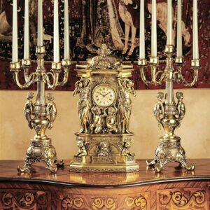 Design Toscano ChaÂ¢teau Chambord Clock and Candelabra Ensemble