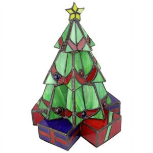 Design Toscano Christmas Tree Stained Glass Lamp Illuminated Sculpture