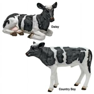 Design Toscano Daisy and Country Boy Cow Statues: Set of Two