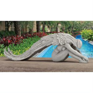 Design Toscano Extended Grace Angel Garden Statue, 24 Inch, Polyresin, Antique Stone