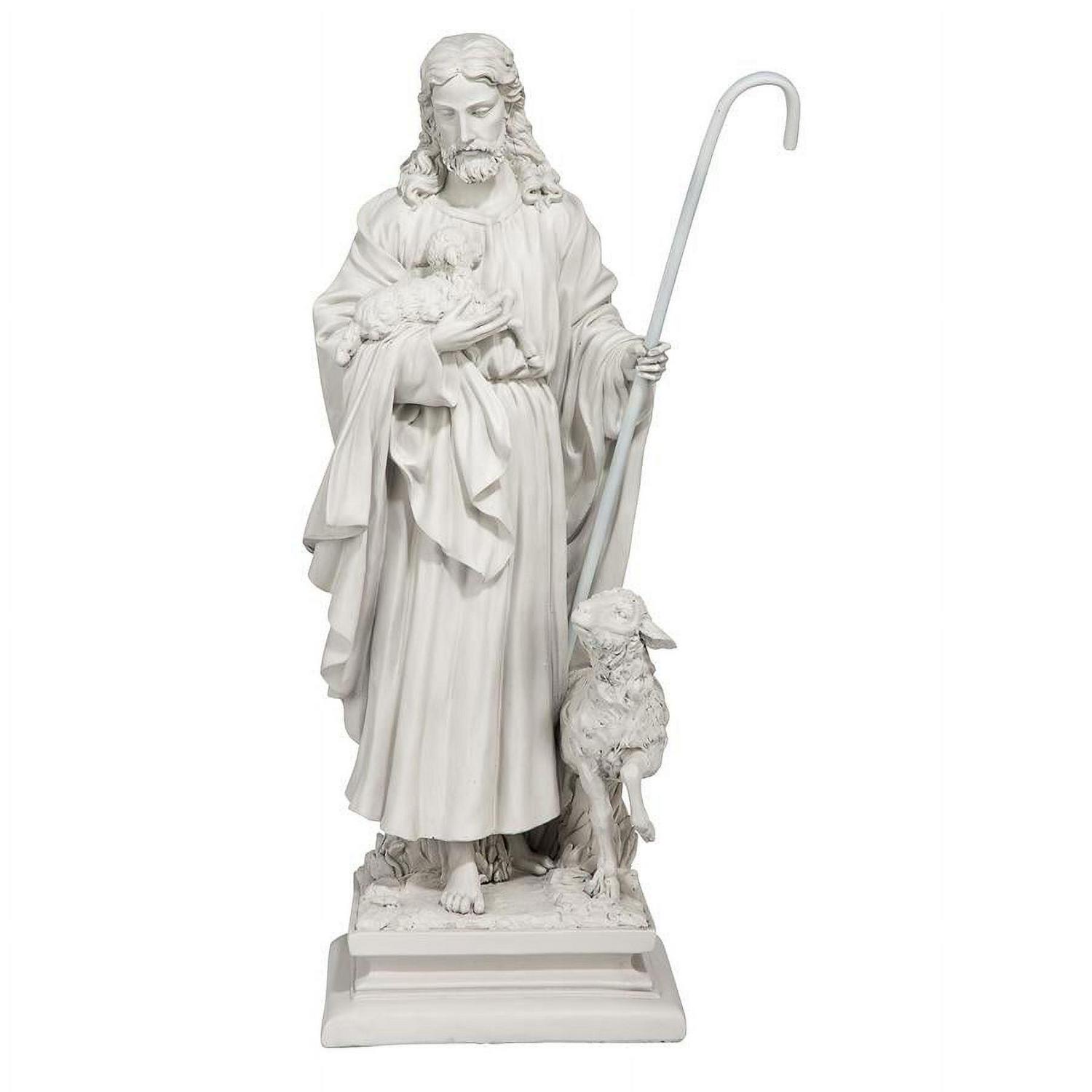 Design Toscano Jesus the Good Shepherd Religious Garden Statue, Large, 28 Inch, Polyresin, Antique Stone - Image 3