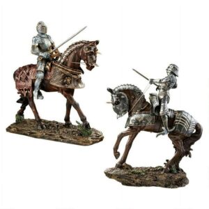 Design Toscano Knights of Blenheim Palace Sculptures: Red and Silver Knights