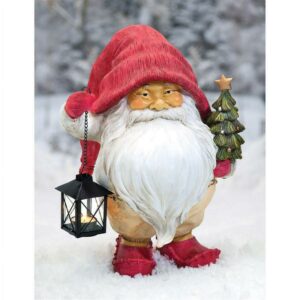 Design Toscano Lighting Santa's Path Whitey the Holiday Gnome Statue