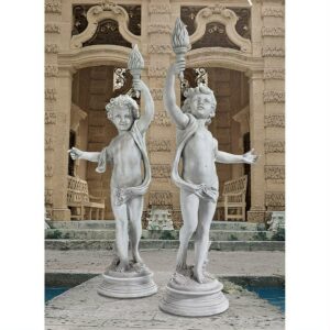 Design Toscano Lighting the Heavens Grande Cherub Sentinel Statue: Set