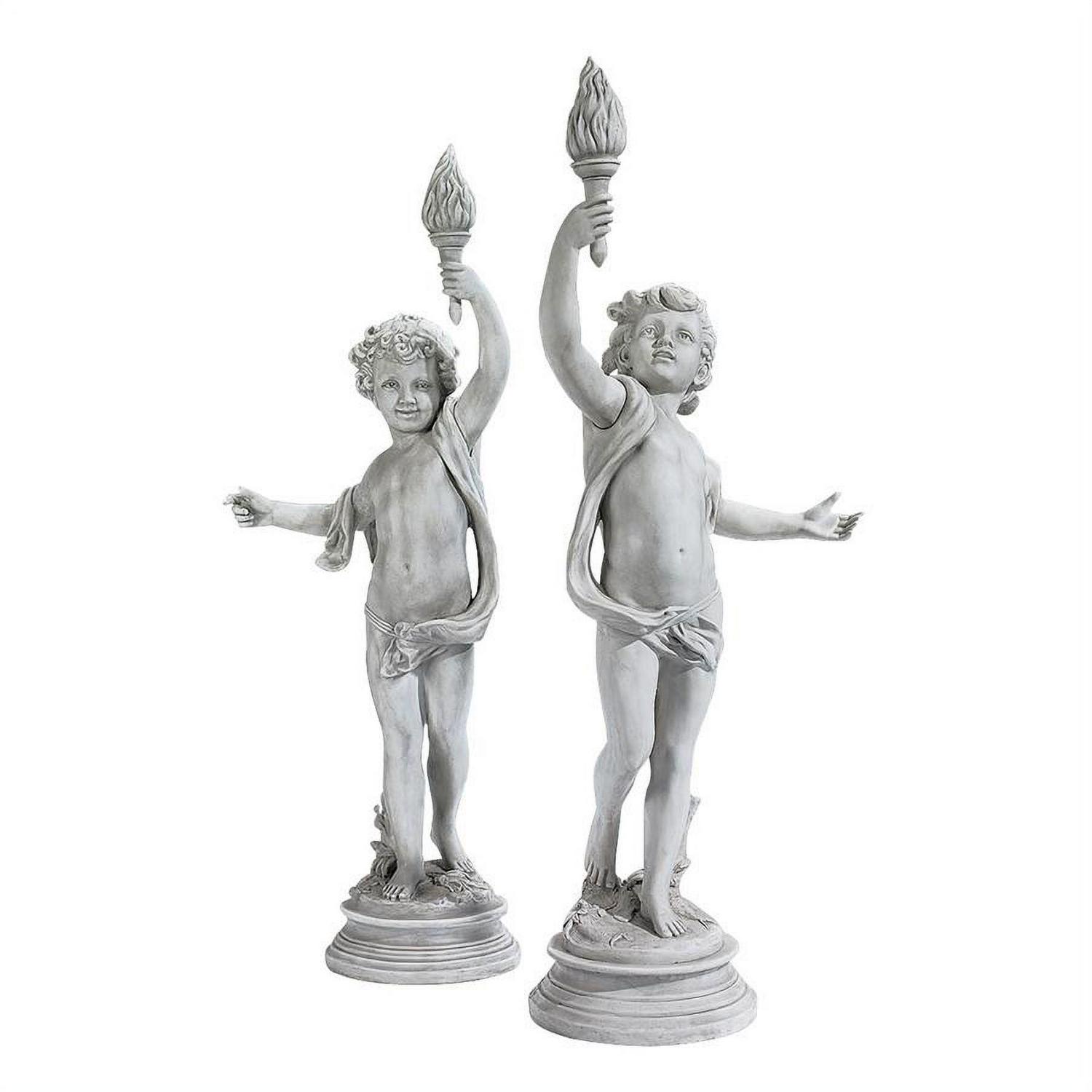 Design Toscano Lighting the Heavens Grande Cherub Sentinel Statue: Set - Image 2