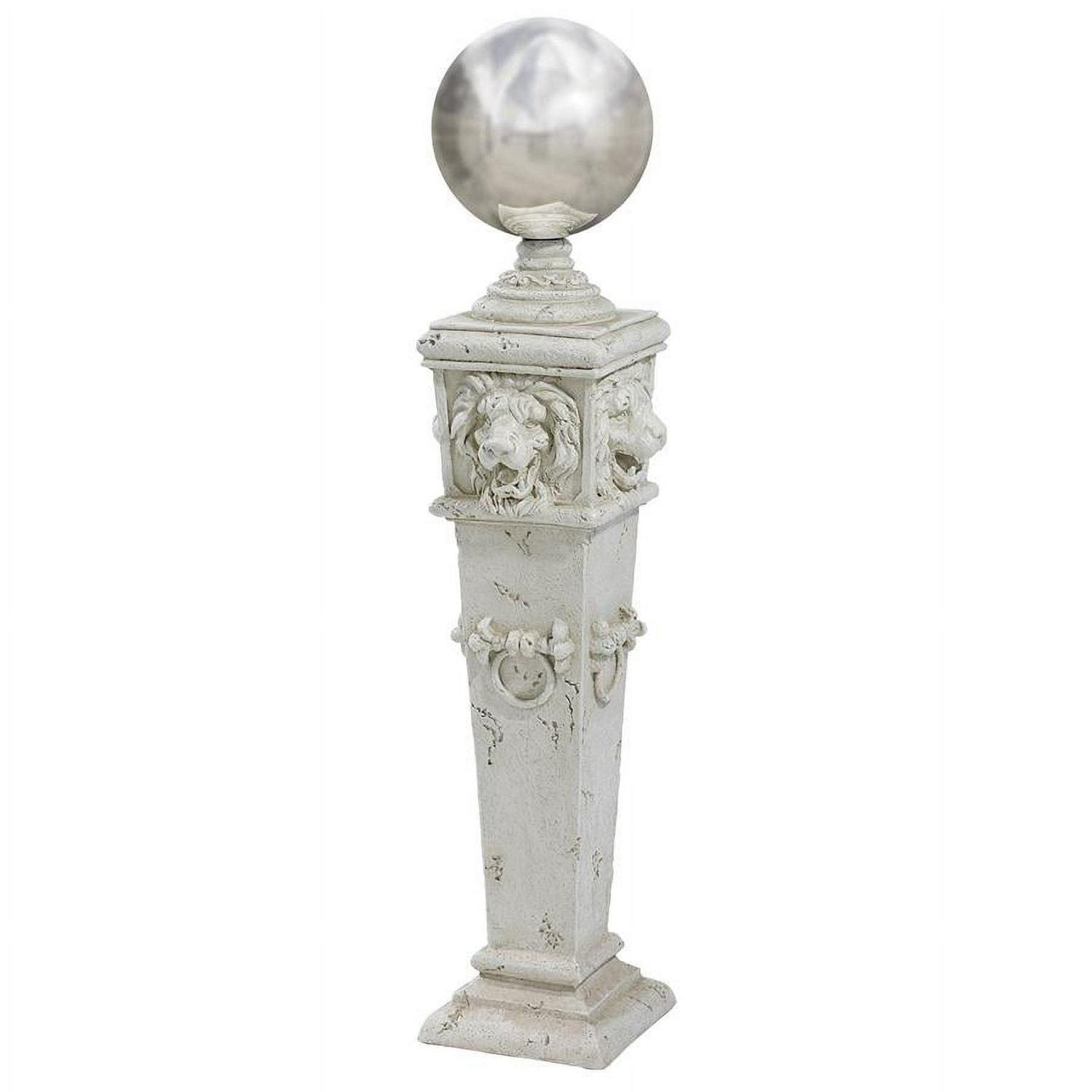 Design Toscano Lion Head Gazing Globe Garden Pillar Statue - Image 2