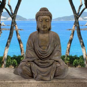 Design Toscano Meditative Buddha of The Grand Temple: Dark Stone Medium