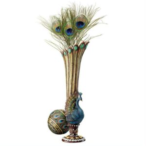 Design Toscano Peacock Bud Vase: Set of Two