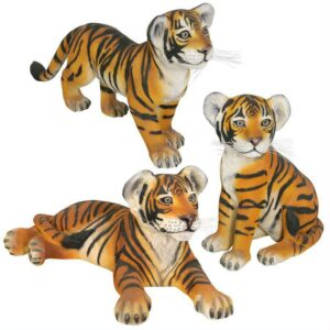 Design Toscano The Grande-Scale Wildlife Animal Collection: Set of Three Bengal Tiger Cubs