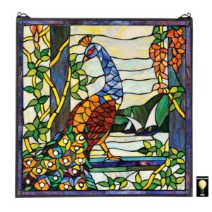 Design Toscano The Peacock's Garden Stained Glass Window