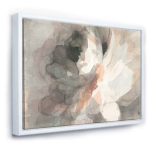 Designart ' Abstract Peony Grey ' Pink Modern Framed Canvas