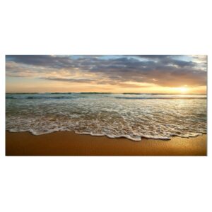 Designart 'Bright Cloudy Sunset in Calm Ocean ' Seashore Canvas Art Print