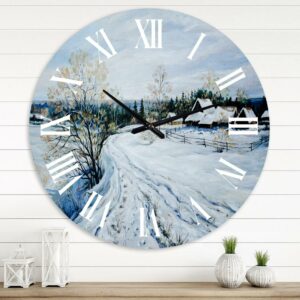 Designart 'Country Road In Winter Times Ii' Traditional Wall Clock