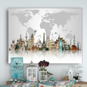 Designart 'Famous Monuments Across World ' Large Canvas Art Print