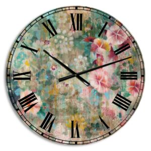 Designart 'Flower Shower III' Farmhouse wall clock