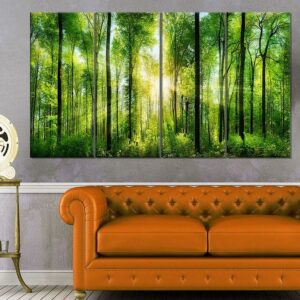Designart 'Forest with Rays of Sun Panorama ' Landscape Art Print Canvas