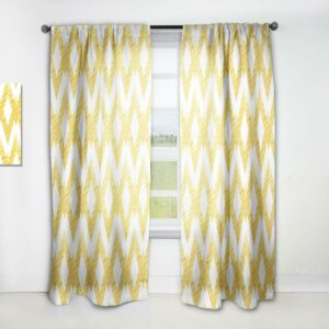 Designart 'Gold Glittering Lines Retro Pattern' Mid-Century Modern Curtain Panel