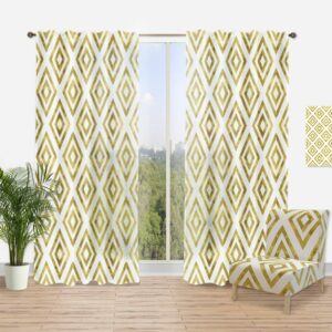 Designart 'Honeycomb Capital Gold I' Modern & Contemporary Curtain Panel