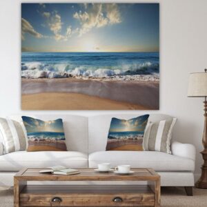 Designart 'Sea Sunset ' Seascape Photography Canvas Art Print