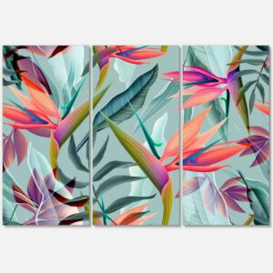 Designart ' VIntage Tropical Flowers V ' Traditional Canvas Wall Art Print