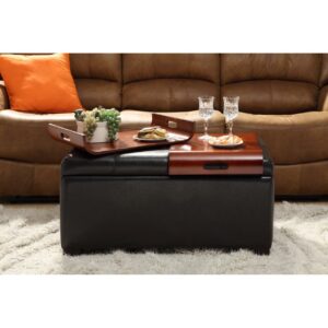 Designs4Comfort Storage Ottoman with Trays, Espresso