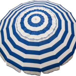 DestinationGear 8ft Blue and White Striped Deluxe Beach Umbrella with Travel Bag