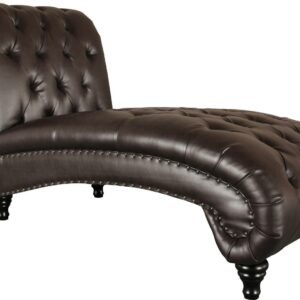 Devon & Claire Alex Tufted Leather Armless Chaise, Brown