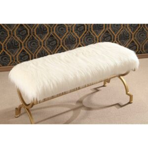 Devon & Claire Karen White Faux Fur Bench