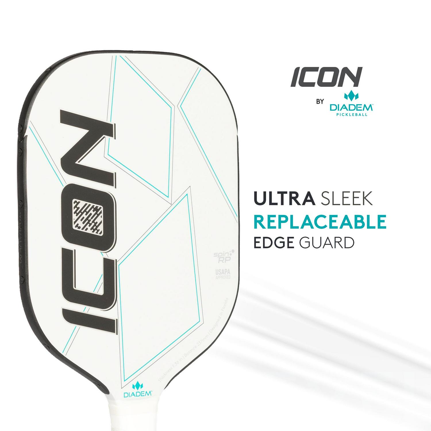 Diadem Sports Icon Pickleball Paddle,Midweight Carbon Fiber, 8 oz, White - Image 6