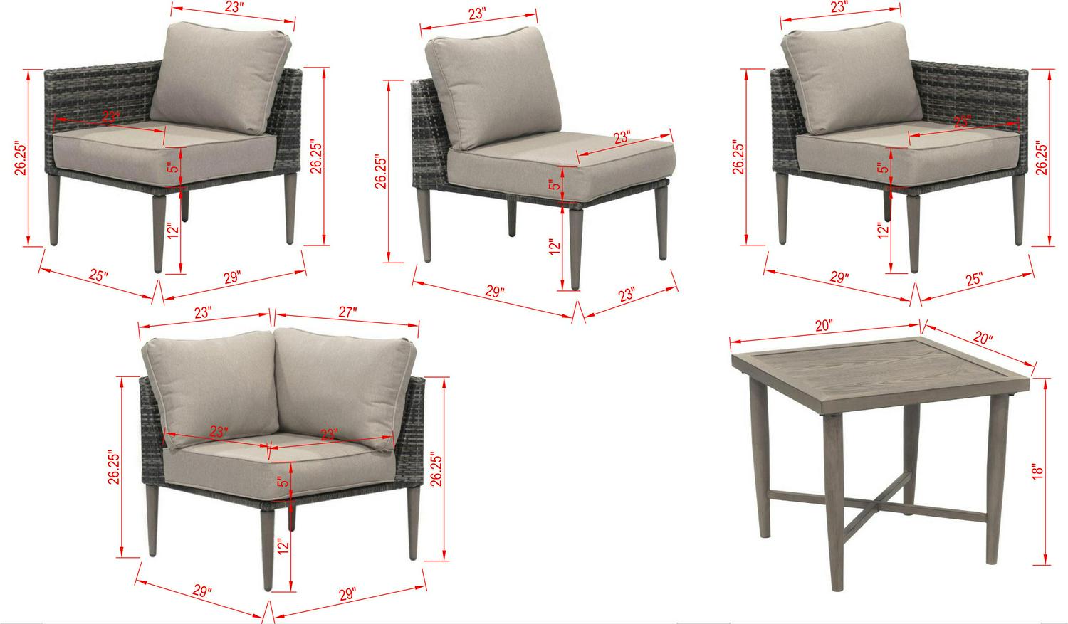 Donglin Outdoor Patio Furniture Sutton Creek 7-Piece Steel Sectional Sofa PE Wicker Rattan Set,Gray - Image 9