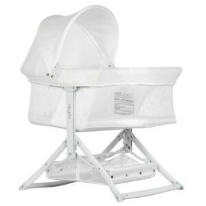 Dream On Me Insta Fold Bassinet, Cradle, Rocking Bassinet, Innovative Folding Design, Perfect for Indoor and Outdoor, Breathable Mesh Side, Oxford Carry Bag Included in White