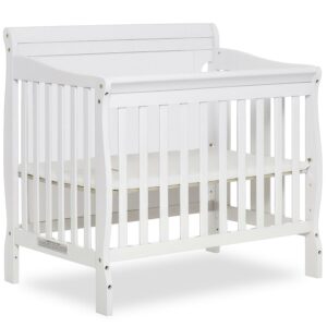 Dream On Me Aden Full Panel Baby Convertible 4-in-1 Mini Crib in White, Greenguard Gold Certified