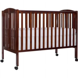 Dream On Me Full Size 2-in-1 Folding Stationary Side Crib, Locking Wheels, Espresso