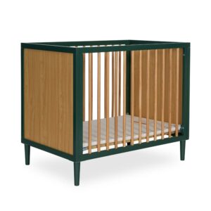 Dream On Me Lucas Mini Modern Crib With Rounded Spindles I Convertible Crib I Mid- Century Meets Modern I Portable Crib