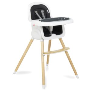 Dream On Me Lulu 2-in-1 Highchair, Convertible, Compact High Chair, Light weight, Portable, Black