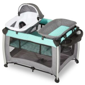 Dream On Me Princeton Deluxe Nap N Pack 3-in-1 Convertible Playard, Changer and Bassinet in Mint