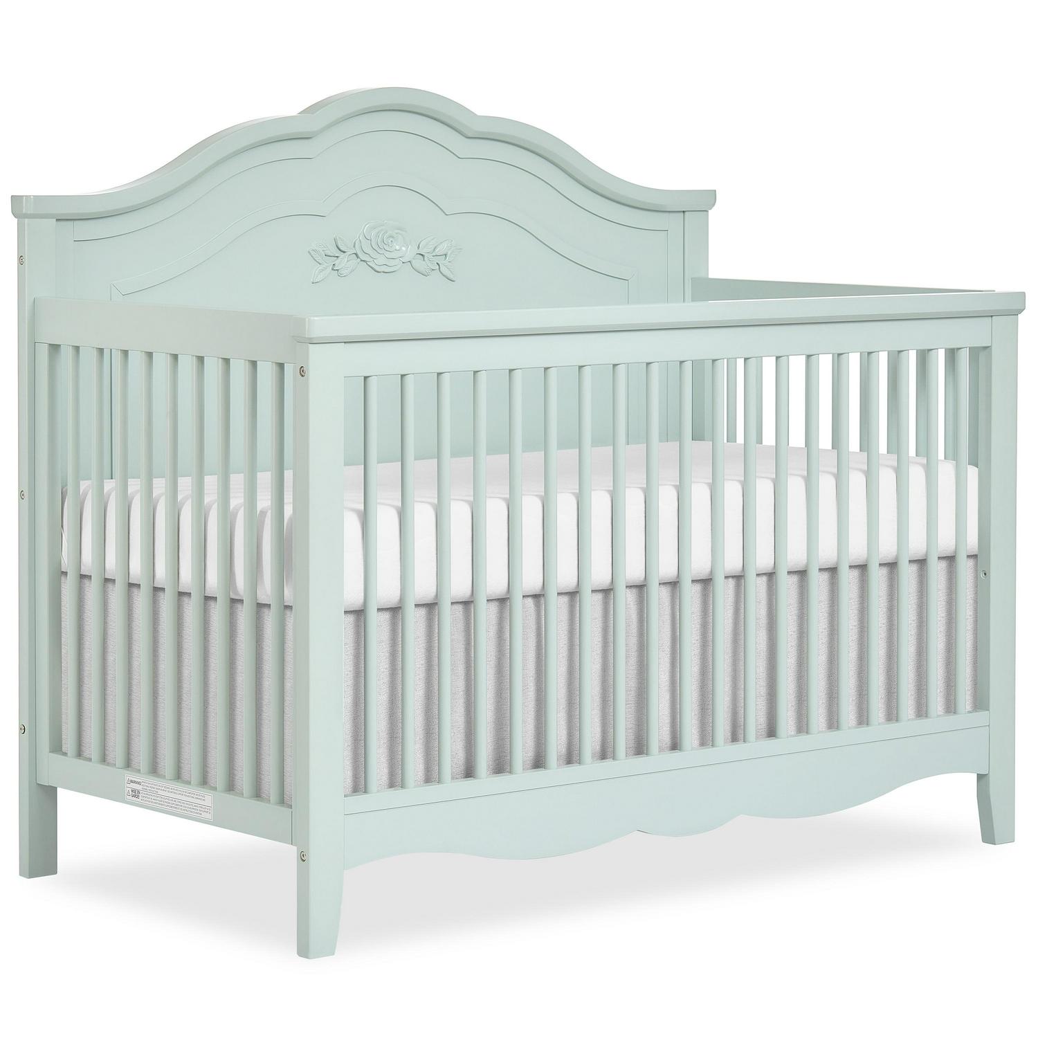 SweetPea Baby Rose 4-in-1 Convertible Crib in Seafoam Green, Baby Crib with Spindles, Greenguard Gold Certified, Easy Assembly, Sustainable New Zealand Pinewood Sea Foam Green