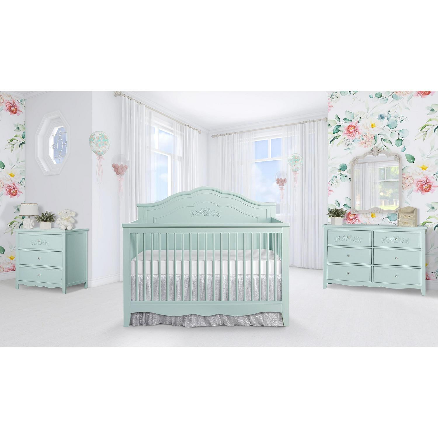 SweetPea Baby Rose 4-in-1 Convertible Crib in Seafoam Green, Baby Crib with Spindles, Greenguard Gold Certified, Easy Assembly, Sustainable New Zealand Pinewood Sea Foam Green - Image 11