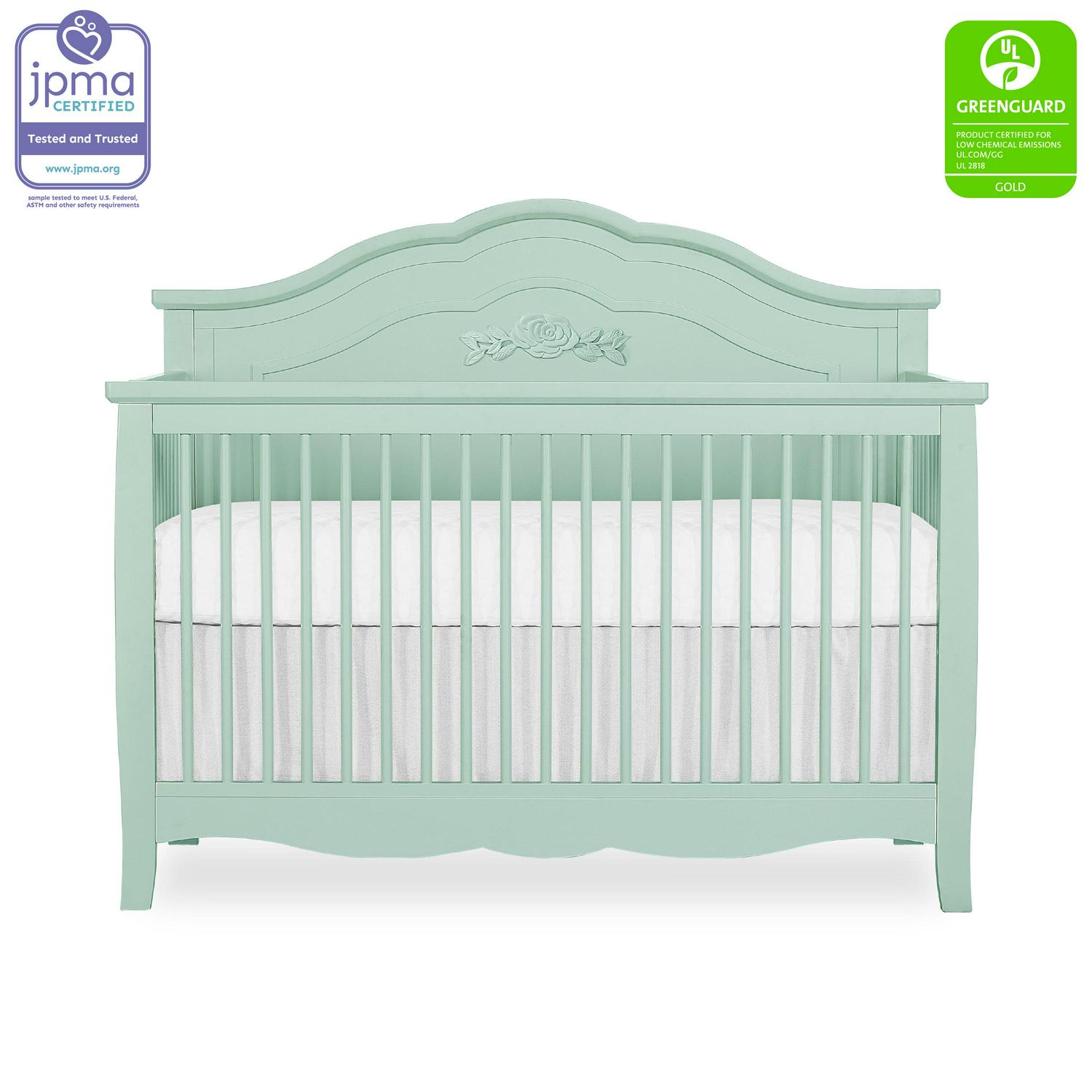 SweetPea Baby Rose 4-in-1 Convertible Crib in Seafoam Green, Baby Crib with Spindles, Greenguard Gold Certified, Easy Assembly, Sustainable New Zealand Pinewood Sea Foam Green - Image 3
