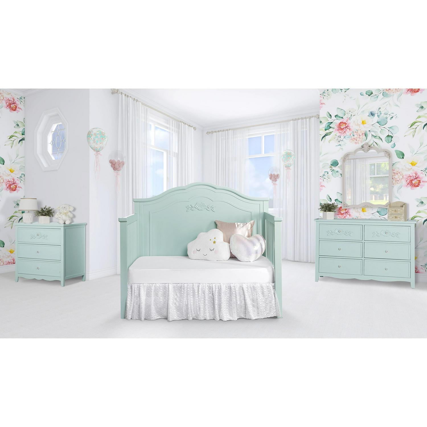 SweetPea Baby Rose 4-in-1 Convertible Crib in Seafoam Green, Baby Crib with Spindles, Greenguard Gold Certified, Easy Assembly, Sustainable New Zealand Pinewood Sea Foam Green - Image 13