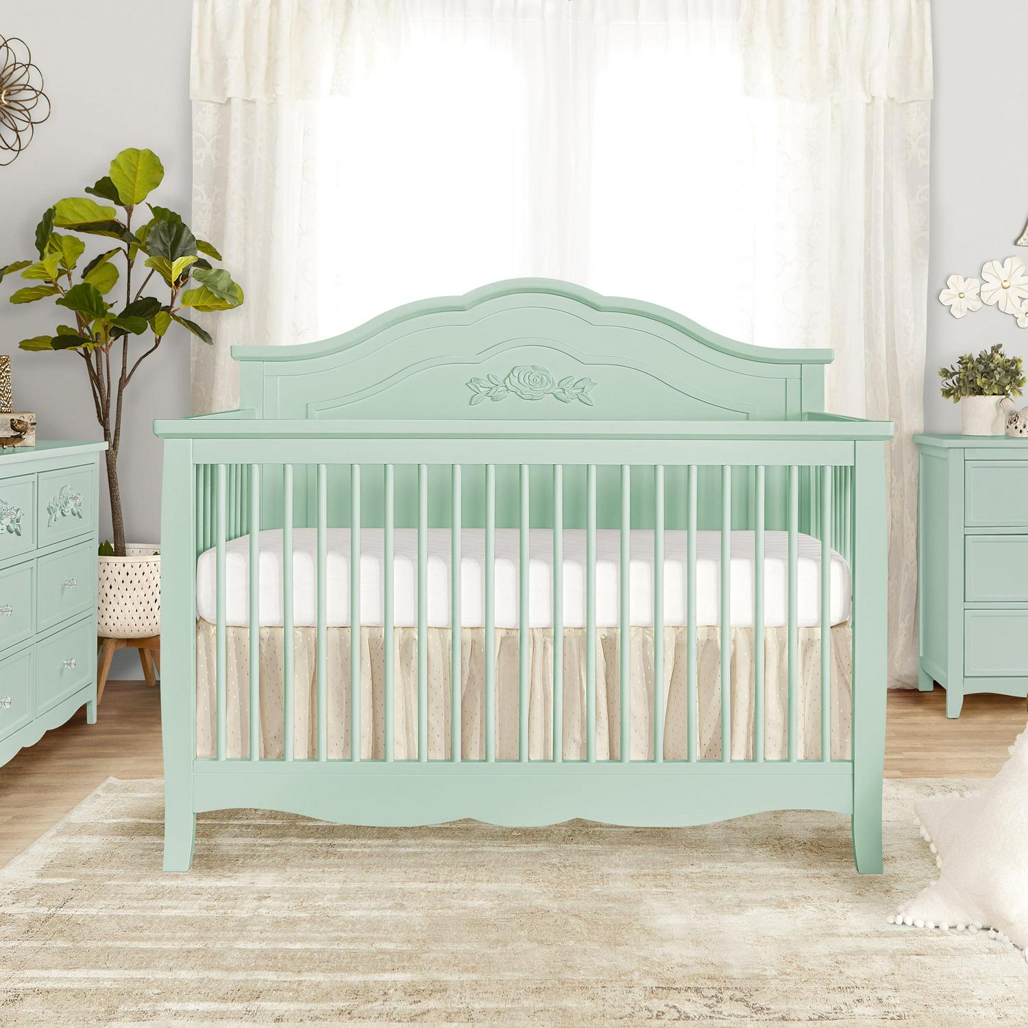 SweetPea Baby Rose 4-in-1 Convertible Crib in Seafoam Green, Baby Crib with Spindles, Greenguard Gold Certified, Easy Assembly, Sustainable New Zealand Pinewood Sea Foam Green - Image 7