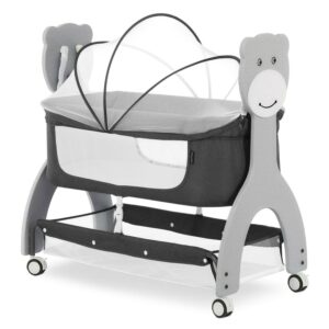 Dream on Me Cub Portable Bassinet in Dark Grey, Multi-Use Baby Bassinet with Locking Wheels