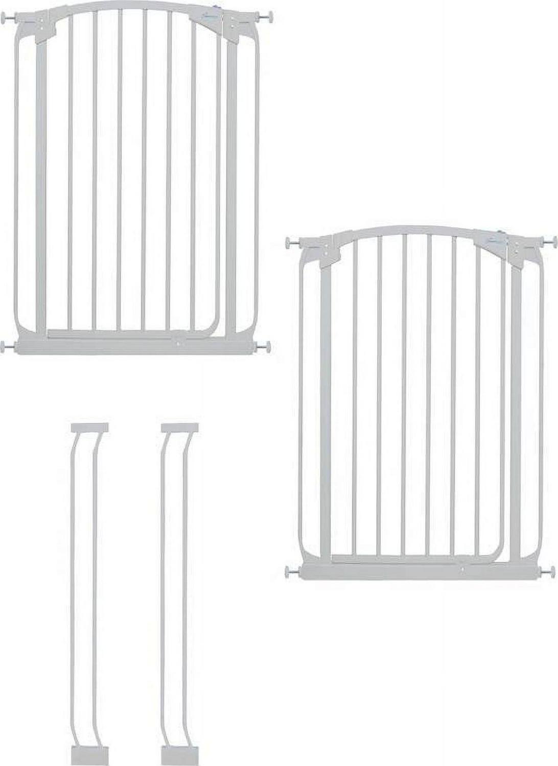 Dreambaby Chelsea Tall Auto Close Stay Open Gate Extra Value Pack- White (Includes 2 X Gates 2 X 3.5" Extensions)-Finish:White