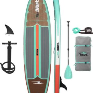 Drift Classic Inflatable Paddle Board - SUP Paddle Board & Accessories for Water Adventures - Portable Stand-Up Paddle Board for Easy Packing - Classic Woodgrain, Adult, 10 feet 8 inches