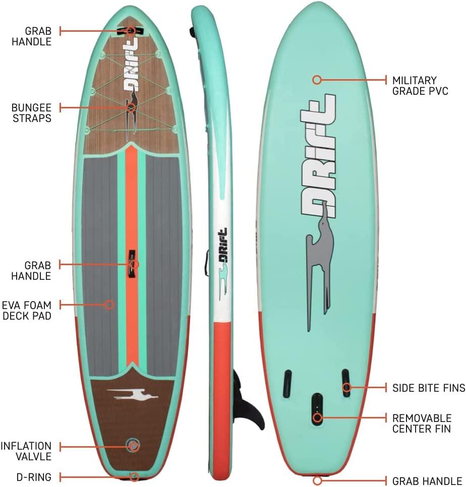 Drift Classic Inflatable Paddle Board - SUP Paddle Board & Accessories for Water Adventures - Portable Stand-Up Paddle Board for Easy Packing - Classic Woodgrain, Adult, 10 feet 8 inches - Image 5