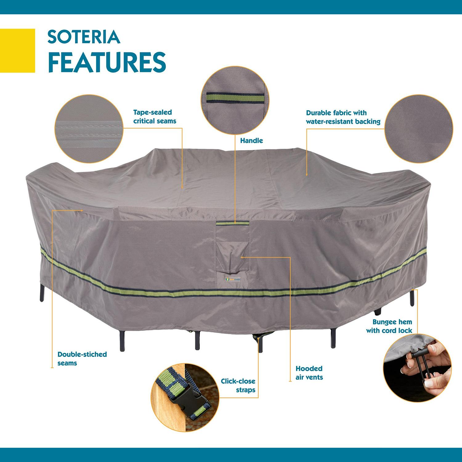 DUCKCOVERS® Soteria Waterproof Outdoor Dining Set Cover - Image 9
