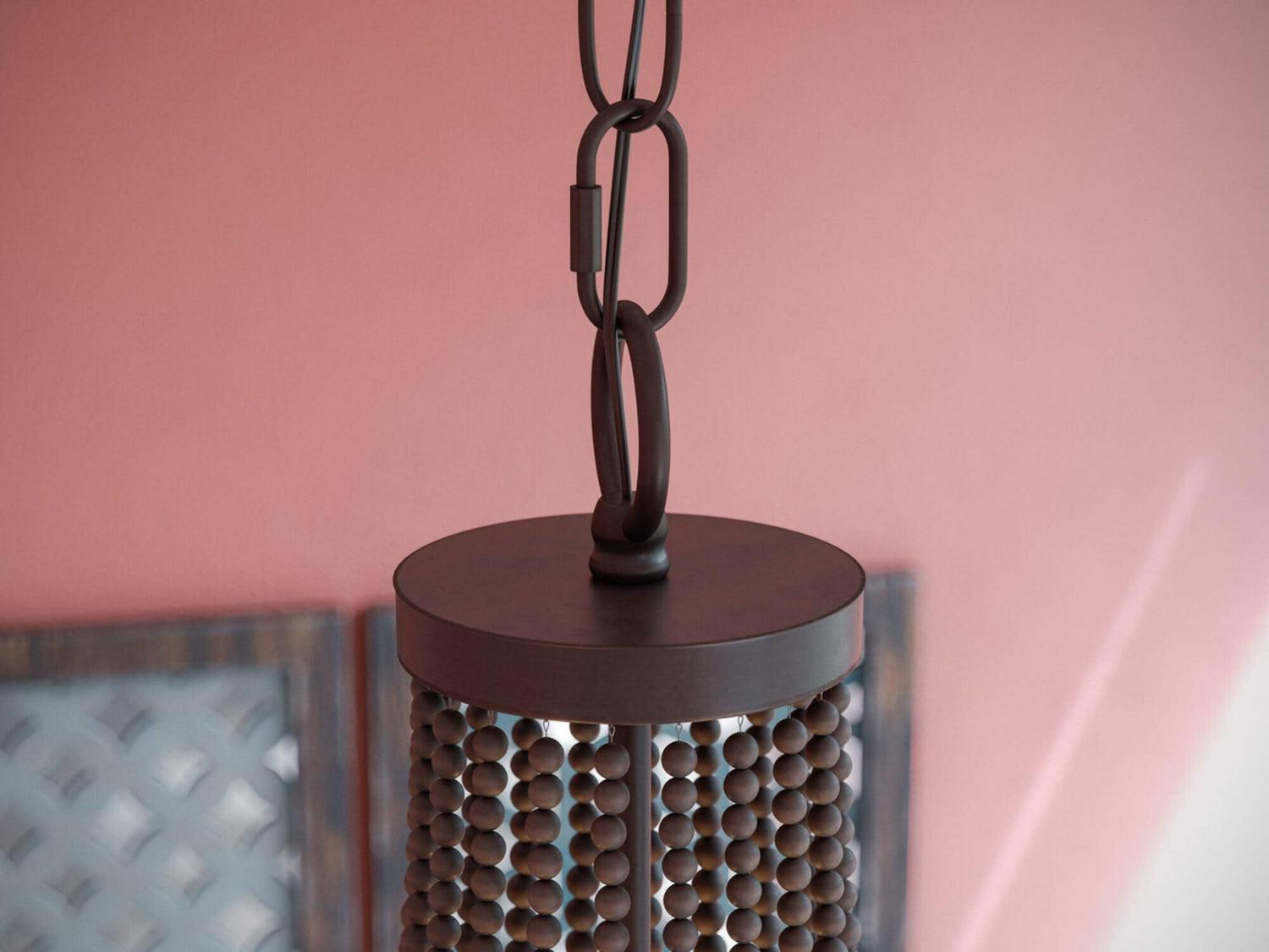 Dumas 5 Light Wood Bead Chandelier with Bronze Finish - Image 5